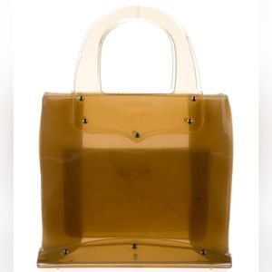 Barry Kieselstein-Cord vintage vinyl pale yellow / brown top handle bag acrylic